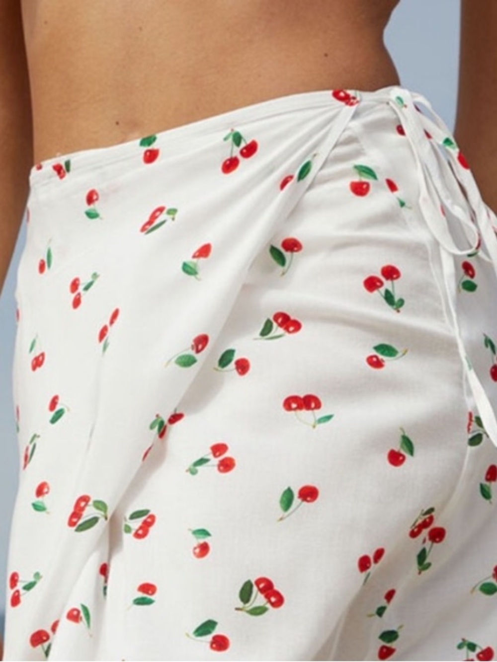 WeWoreWhat White Cherry-Print Wrap Skirt Cover Up NEW Size Small - Picture 14 of 14